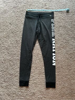 Victoria’s Secret Pink Charcoal Joggers with Black waist and ankle. Size Med